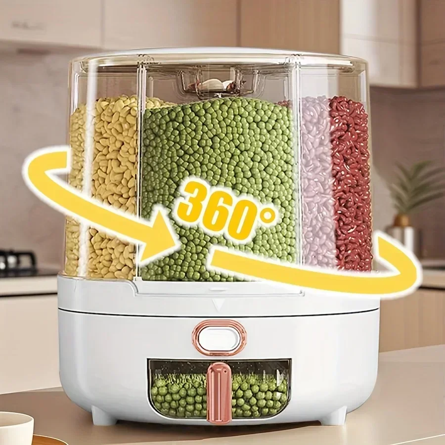 Kitchen Gadgets Organizer - 6칸 360 ° 회전식 밀폐 식품