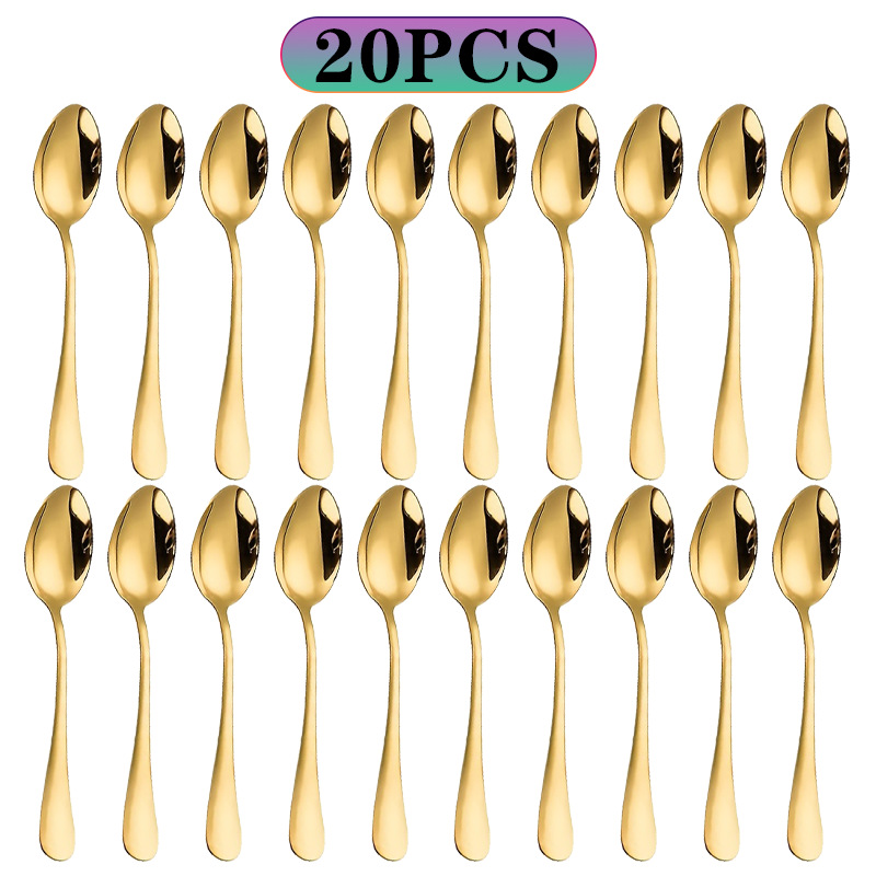 6/10/20Pcs 스테인레스 스틸 작은 금색 숟가락  - Kitchen Gadgets Gold 리뷰 및 가격