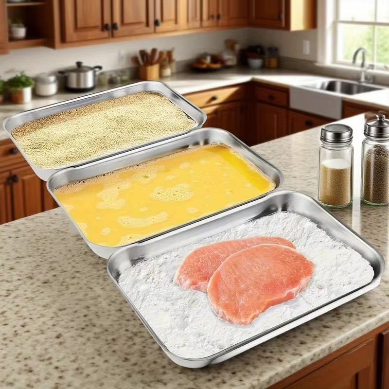 투명 뚜껑이 있는 3개 세트의 스테인리스 스틸 식품 보 - Kitchen Gadgets Organizer 리뷰 및 가격