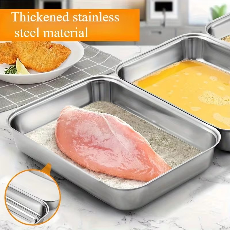 투명 뚜껑이 있는 3개 세트의 스테인리스 스틸 식품 보 - Kitchen Gadgets Organizer 리뷰 및 가격